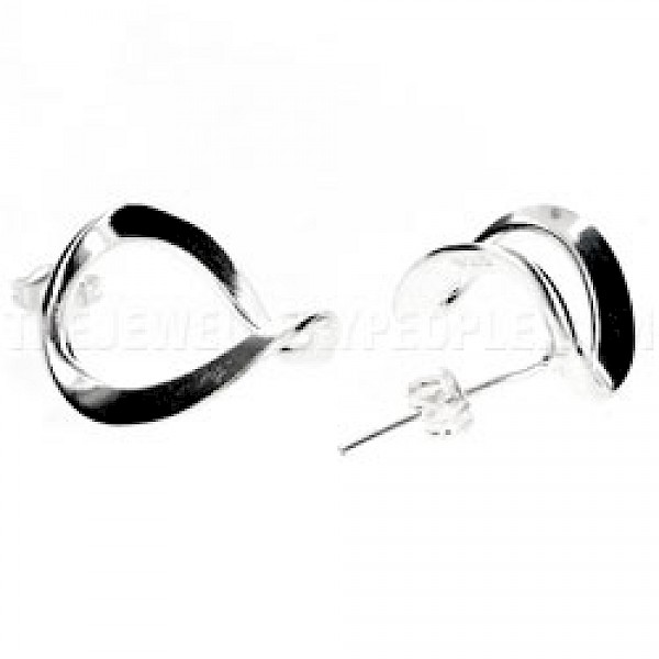 Bowed Circle Silver Earrings - 20mm - ES101