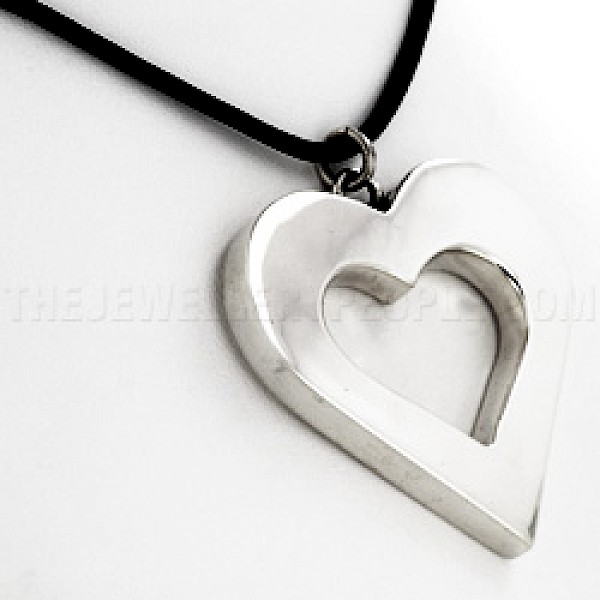 Boxed Cut Out Heart Silver Pendant