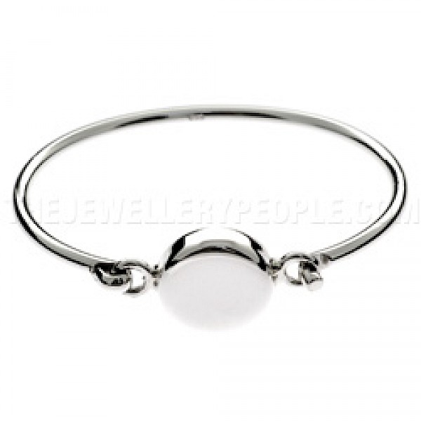 Boxed Oval Catch Silver Bangle - 3mm Solid