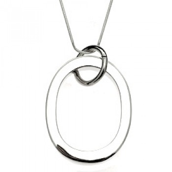 Boxed Oval Silver Pendant