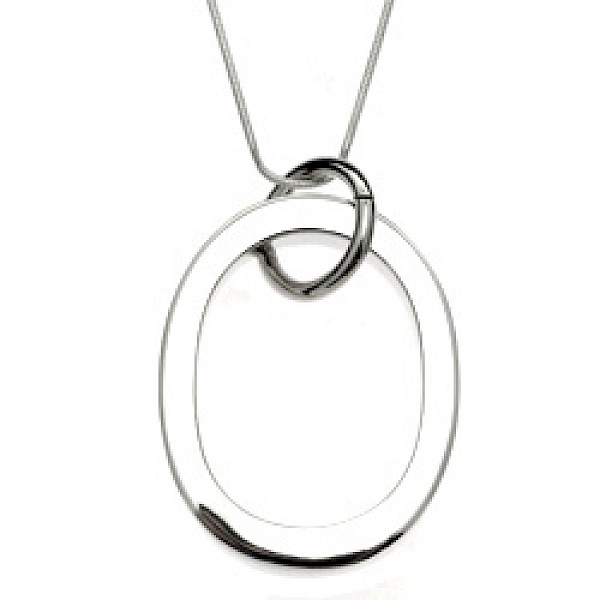 Boxed Oval Silver Pendant - PT429