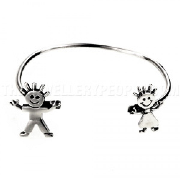 Boy & Girl Childs' Silver Bangle - BY055
