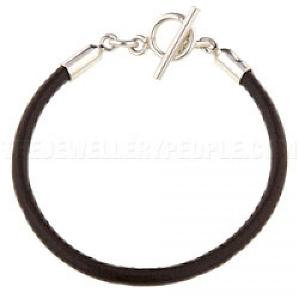 Brown Leather Bracelet - 4mm