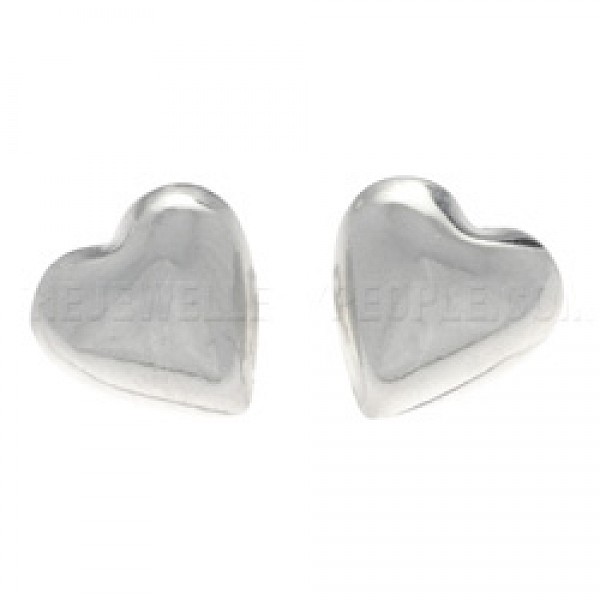 Bubble 3D Heart Silver Stud Earrings - 9mm
