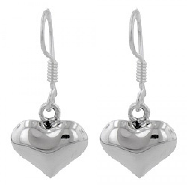 Bubble Heart Silver Drop Earrings - 35mm Long