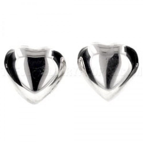 Bubble Heart Silver Stud Earrings - 11mm Wide