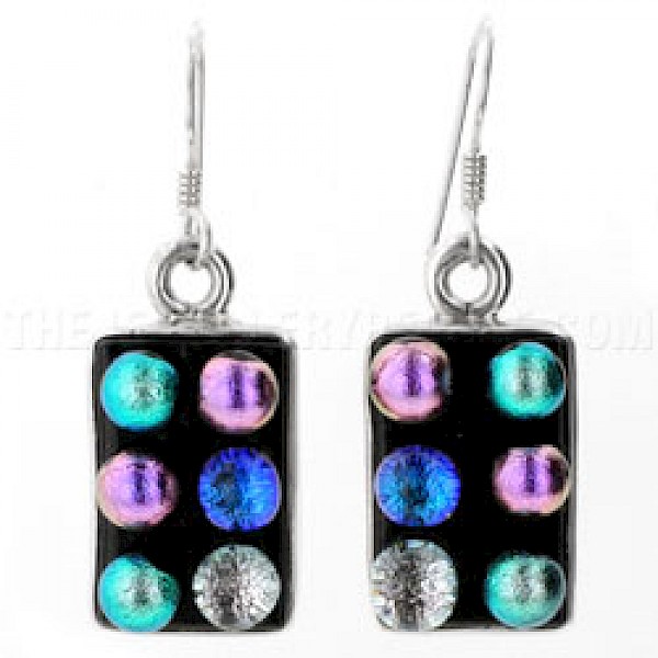 Bubbles Dichroic Glass & Silver Earrings