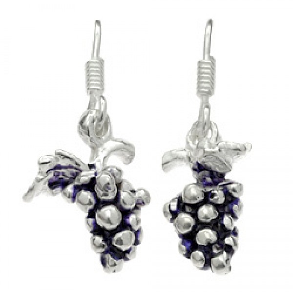 Bunch of Grapes Silver Earrings - 28mm Long