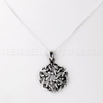 Celtic Knot Rosette Silver Pendant - PT529