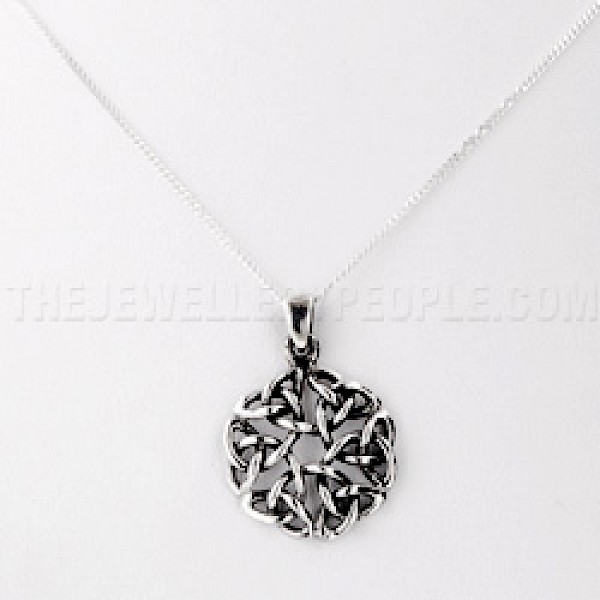 Celtic Knot Rosette Silver Pendant - PT529