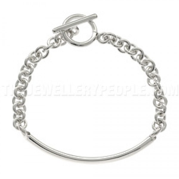 Central Tube Satin-finish Silver Chain Bracelet