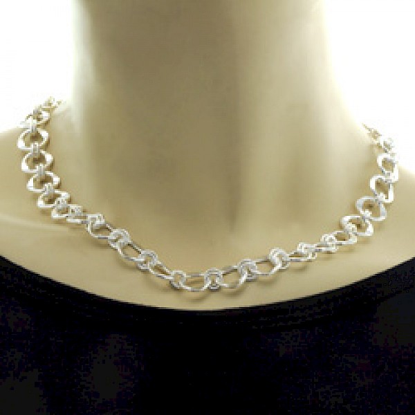 Chained Circles Silver Necklace