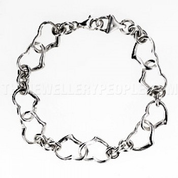 Chained Hearts Silver Bracelet