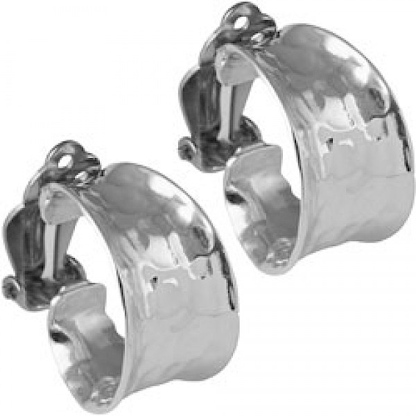 Chunky Hammered Silver Hoop Clip Earrings - 22mm -CLP023