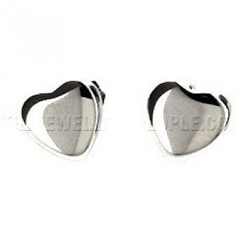 Chunky Heart Silver Stud Earrings - 7mm Wide