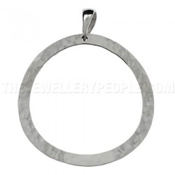 Circle Hammered Silver Pendant - Convex