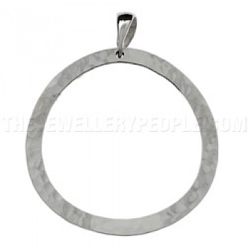 Circle Hammered Silver Pendant - Convex - PT488