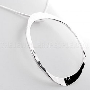 Circle Hammered Silver Pendant - Large - PT153