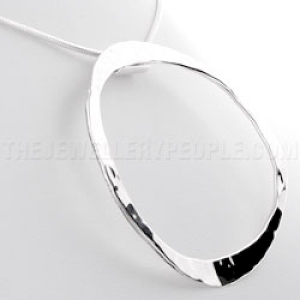 Circle Hammered Silver Pendant - Large - PT153