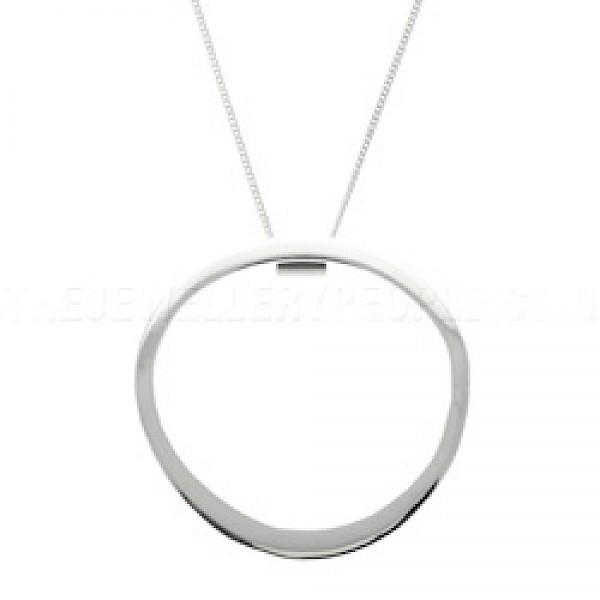 Circle Silver Pendant - Convex