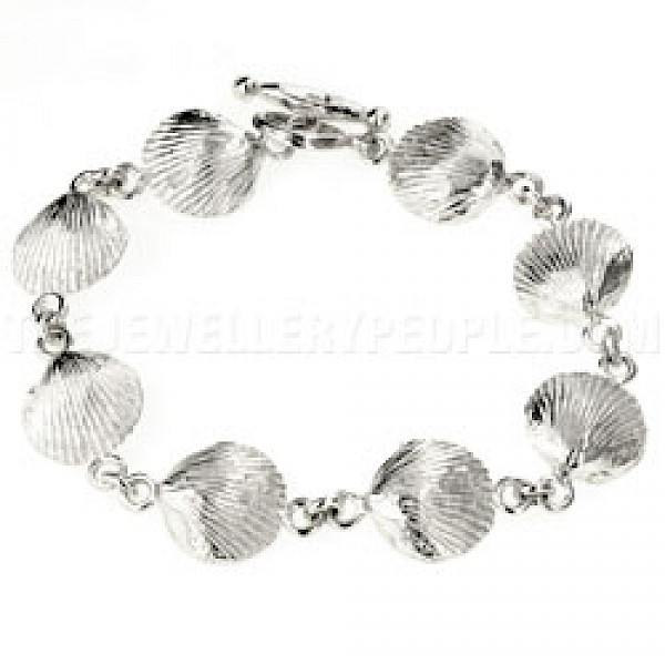 Clam Shell Silver Bracelet - 14mm Wide