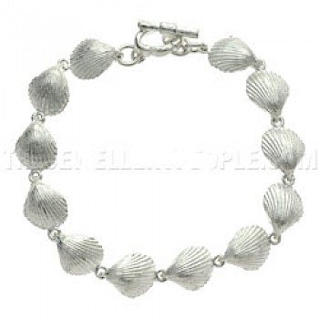 Clam Shell Silver Bracelet - Slim - 10mm Wide