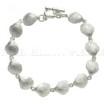 Clam Shell Silver Bracelet - Slim - 10mm Wide