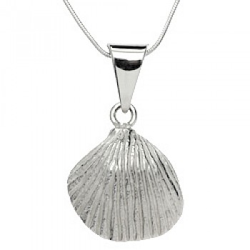 Clam Shell Silver Pendant - 40mm Long