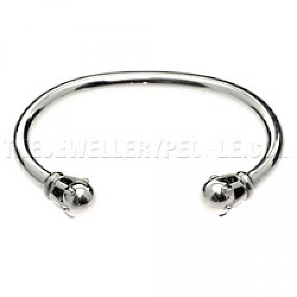 Claw Set Open Silver Bangle - 5mm Wide