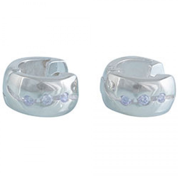 Clear CZ Silver Earrings - 14mm Diameter