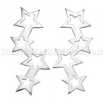 Cluster Of Stars Silver Earrings - 60mm Long