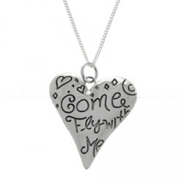 Come Fly With Me Silver Heart Pendant - PT241