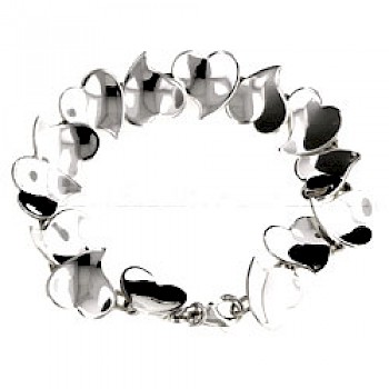 Concave Hearts Silver Bracelet