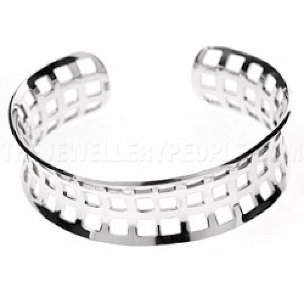 Concave Open Silver Window Bangle - 20mm Wide