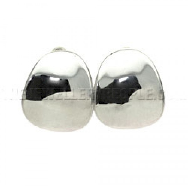 Concave Petal Silver Clip-on Earrings - 17mm - CLP064