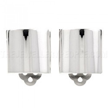 Concave Square Silver Clip-On Earrings - 17mm