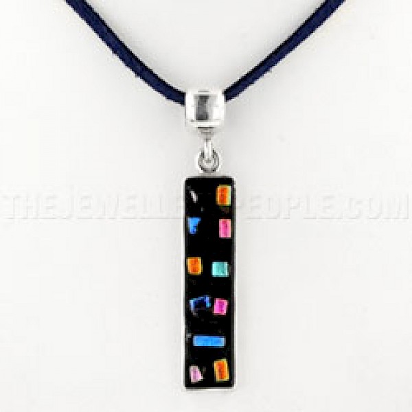 Confetti Dichroic Glass & Silver Pendant - DC033