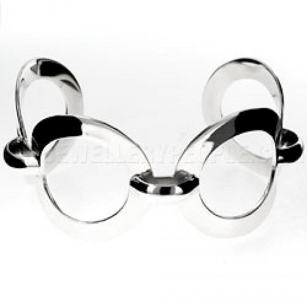 Connected Circles Silver Cuff Bangle - 35mm Wide