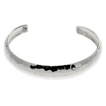 Convex Open Hammered Silver Childs Bangle