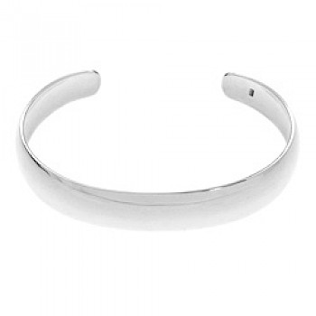 Convex Polished Silver Bangle - 12mm Wide