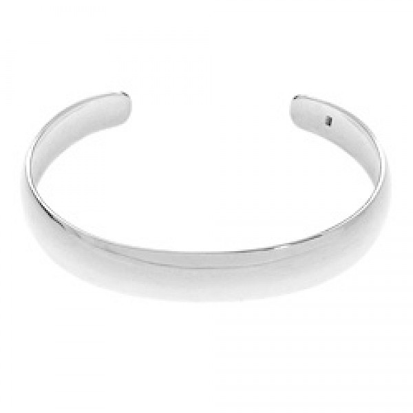 Convex Polished Silver Bangle - 12mm Wide