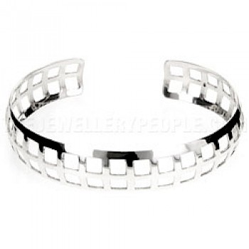 Convex Open Silver Window Bangle - 15mm Wide
