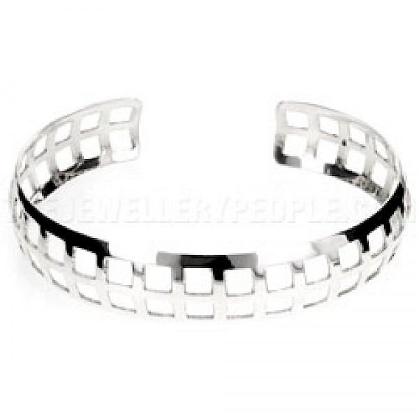 Convex Open Silver Window Bangle - 15mm Wide