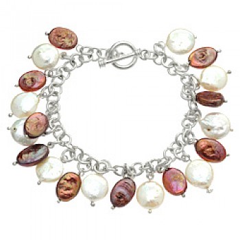 Copper & White Pearlised Shell Charm Bracelet