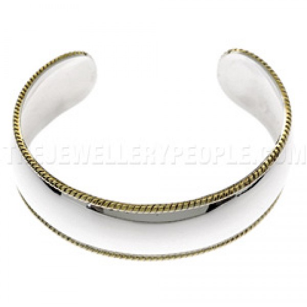 Copper Rope Curved Silver Bangle - 20mm Wide