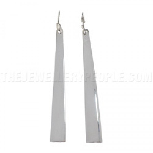Corner Strip Silver Earrings - 60mm Long