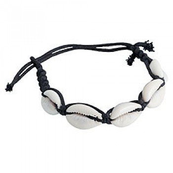 Cowrie Shell Bracelet (Black Cord)