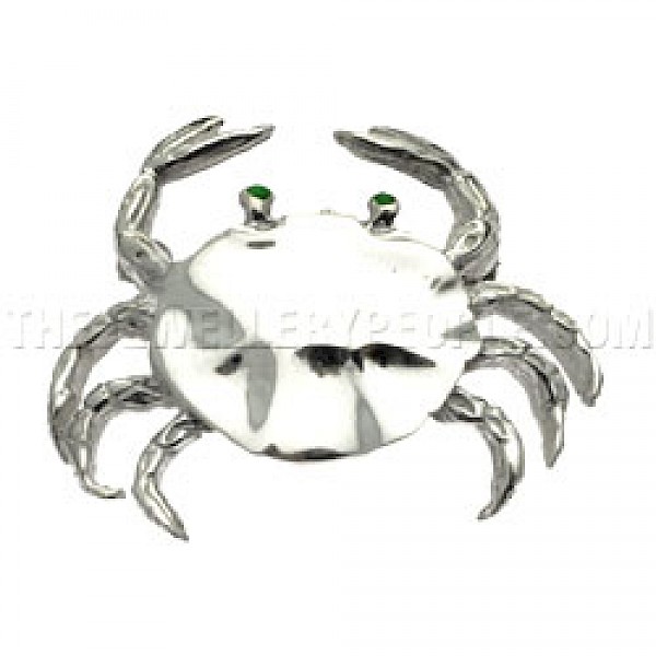 Crab Silver Brooch - 35mm Wide