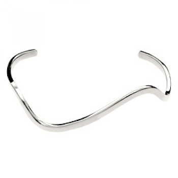 Crazy Wavy Silver Bangle - 3mm Solid