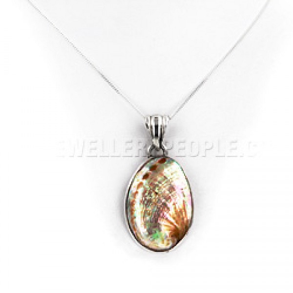 Cream Abalone Shell & Silver Pendant - SL128